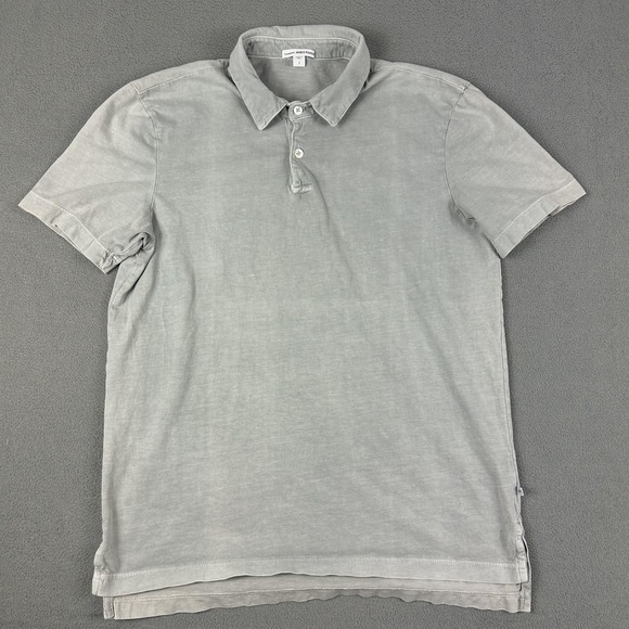 James Perse Polo Shirt Mens Small Gray Made in USA Garment Dyed Short Sleeve - Picture 1 of 7